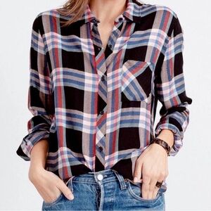 Rails | Hunter Plaid Black Melon Aqua Button-Down Shirt | Sz S